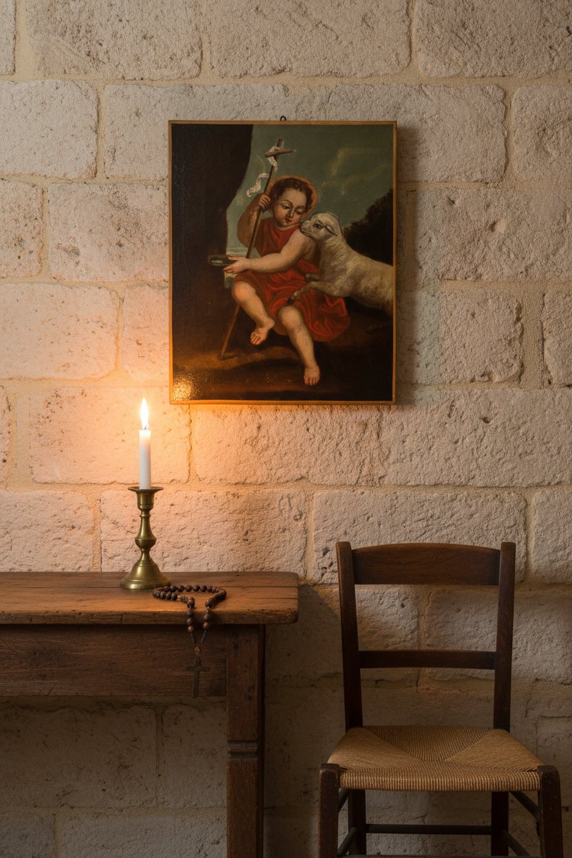 18th Century French School Oil Painting, Christ Child with the Lamb, Circa 1720-1750, Religious Old Master on Canvas