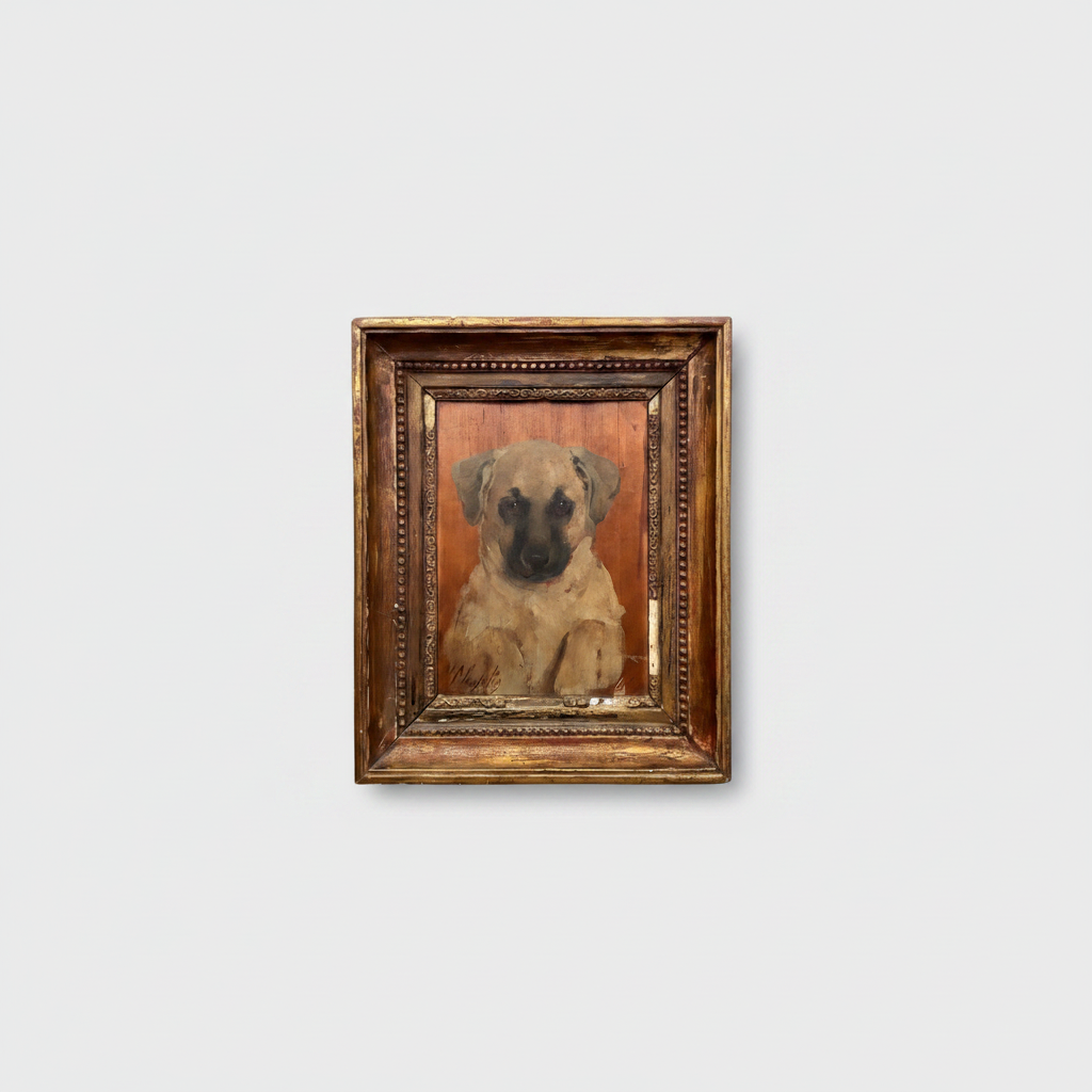 Charles Joshua Chaplin (1825-1891), Portrait of a Labrador Puppy, Signed and Dated 1882, Oil on Mahogany Panel, Framed