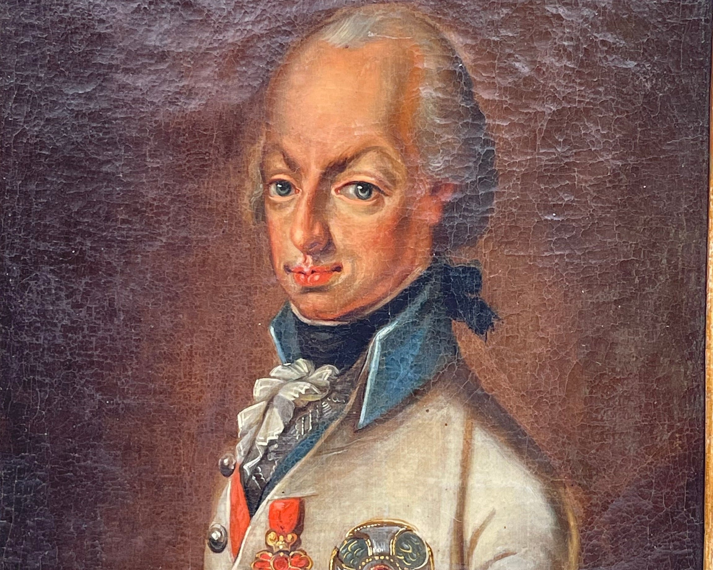 Portrait of Emperor Francis I of Austria with Habsburg double-headed eagle and Order of the Golden Fleece, early 19th century oil painting