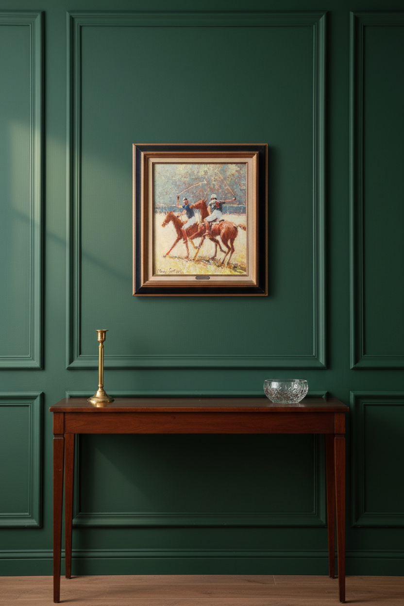 Claude Fossoux, Polo Players, Signed Oil on Canvas, French School, 1970s, Framed