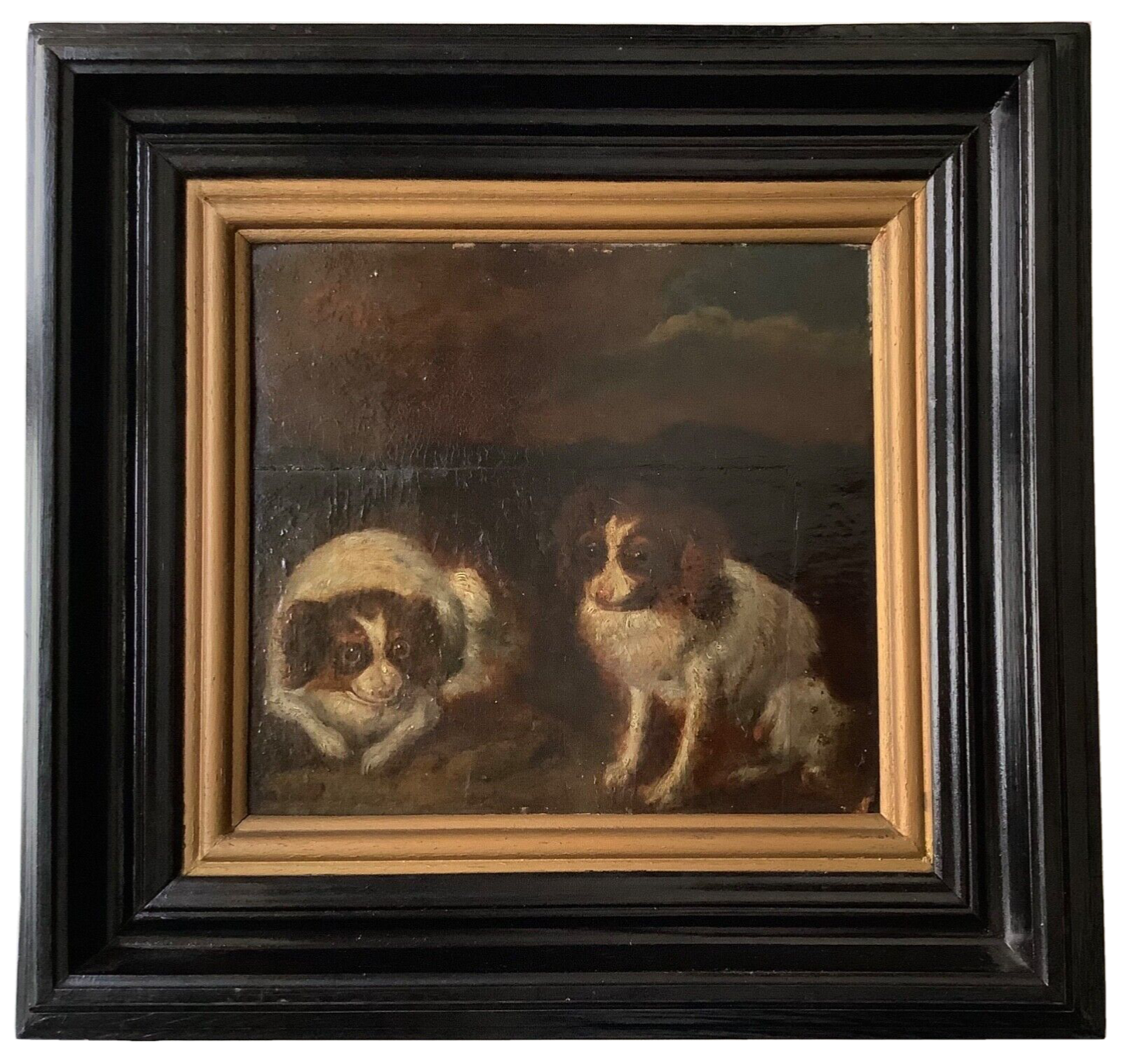 Circle of Alexandre Francois Desportes (1661-1743), Portrait of Two King Charles Spaniels, Oil on Panel, 17th Century, Framed