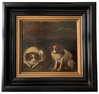Circle of Alexandre Francois Desportes (1661-1743), Portrait of Two King Charles Spaniels, Oil on Panel, 17th Century, Framed