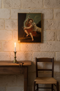 18th Century French School Oil Painting, Christ Child with the Lamb, Circa 1720-1750, Religious Old Master on Canvas