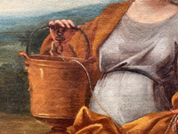 Christ and the Samaritan Woman at the Well, 17th Century Oil on Wood Panel, Framed Old Master Painting