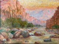 Signed Oil Painting by John Lewis Shonborn, Canyon at Sunset, 19th Century American Landscape