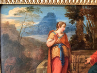 Christ and the Samaritan Woman at the Well, 17th Century Oil on Wood Panel, Framed Old Master Painting