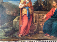 Christ and the Samaritan Woman at the Well, 17th Century Oil on Wood Panel, Framed Old Master Painting