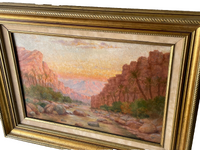Signed Oil Painting by John Lewis Shonborn, Canyon at Sunset, 19th Century American Landscape