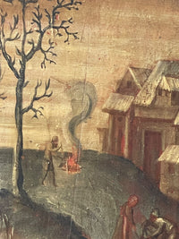 French School, 17th Century, Allegory of Winter, Oil on Wood Panel, Framed