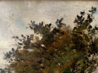 Signed Oil Painting, Haystacks Landscape by Adolphe Felix Cals (1810-1880), Listed French Impressionist, Oil on Canvas