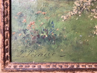 Paul Emmanuel Peraire (1829-1893), Farm Landscape in Spring, Signed Oil on Canvas, 19th Century, Framed