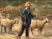 Alexandre Gaston Guignard (1848-1922), Sheeps in a Haystack Landscape, Signed Oil on Canvas, 19th Century, Framed