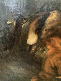 Ernest Brigot (1836-1910), Fox and Duck Hunt Scene, Signed Oil on Canvas, 19th Century, Unframed