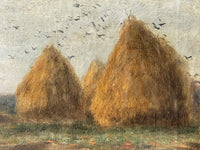 Alexandre Gaston Guignard (1848-1922), Sheeps in a Haystack Landscape, Signed Oil on Canvas, 19th Century, Framed