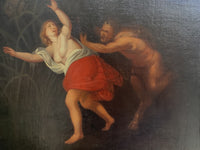 Italian School, 18th Century, Nymph and Satyr, Oil on Canvas, Framed