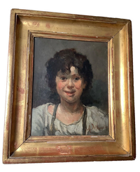 Marcellin Desboutin (1823-1902), Portrait of a Young Boy, Signed French Impressionist Oil Painting