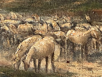 Alexandre Gaston Guignard (1848-1922), Sheeps in a Haystack Landscape, Signed Oil on Canvas, 19th Century, Framed