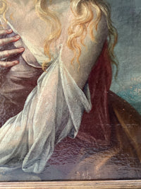 Italian Old Master Oil Painting, Mary Magdalene Penitent, 17th Century Baroque Original on Canvas, Framed