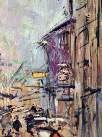 Signed Oil Painting, Montmartre Street Scene in Paris by Georges Berger (1908-1976), 1975, French Expressionist Cityscape on Canvas