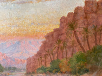 Signed Oil Painting by John Lewis Shonborn, Canyon at Sunset, 19th Century American Landscape