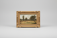 Signed Oil Painting, Haystacks Landscape by Adolphe Felix Cals (1810-1880), Listed French Impressionist, Oil on Canvas