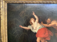 Italian School, 18th Century, Nymph and Satyr, Oil on Canvas, Framed
