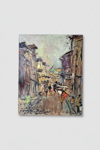 Signed Oil Painting, Montmartre Street Scene in Paris by Georges Berger (1908-1976), 1975, French Expressionist Cityscape on Canvas