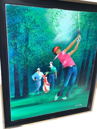 Victor Spahn, The Golf Player, Signed French Impressionist Oil on Canvas, Framed