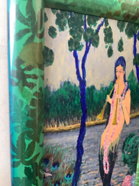 Ramon Dilley (b. 1932), Woman Playing Music with Peacock, Signed Oil on Canvas, 1996, Framed