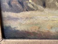 Signed Oil Painting, Haystacks Landscape by Adolphe Felix Cals (1810-1880), Listed French Impressionist, Oil on Canvas