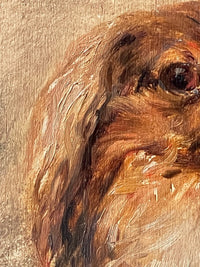 Ernest Jean Delahaye (1855-1921), Portrait of a Pekingese Dog "Kit", Signed Oil on Panel, Late 19th Century, Framed