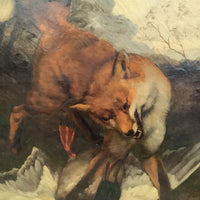 Ernest Brigot (1836-1910), Fox and Duck Hunt Scene, Signed Oil on Canvas, 19th Century, Unframed