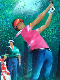 Victor Spahn, The Golf Player, Signed French Impressionist Oil on Canvas, Framed