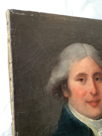 18th Century Portrait of a Nobleman with Powdered Wig, French School Oil on Canvas, 1750s Original
