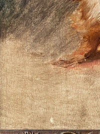 Ernest Jean Delahaye (1855-1921), Portrait of a Pekingese Dog "Kit", Signed Oil on Panel, Late 19th Century, Framed