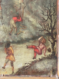 French School, 17th Century, Allegory of Winter, Oil on Wood Panel, Framed
