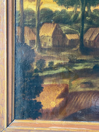 17th Century French Oil on Panel, Allegory of Autumn, Young Woman in Rural Harvest Scene, Baroque Original, Framed