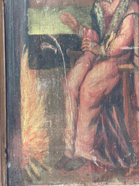 French School, 17th Century, Allegory of Winter, Oil on Wood Panel, Framed