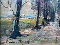 Signed Post-Impressionist Oil Painting, Landscape with Trees by Henri Stenn (1903-1993), Mid-Century French Forest Scene on Panel