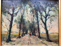 Signed Post-Impressionist Oil Painting, Landscape with Trees by Henri Stenn (1903-1993), Mid-Century French Forest Scene on Panel