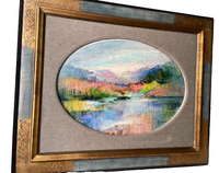 Signed Oil Painting, Lake District Landscape by Iris Raquin (1911-1997), 1964, French Impressionist View of English Countryside on Canvas
