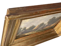 Eugene Forest (1808-1891) Signed Oil Painting, Haystacks Landscape 1882, French Barbizon School on Wood Panel, Gilded Frame