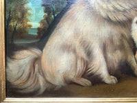 Portrait of Samoyed Dogs, Unsigned Oil on Canvas, 19th Century French School, Framed