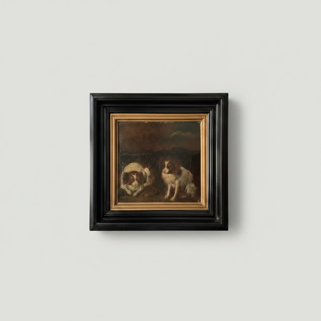 Circle of Alexandre Francois Desportes (1661-1743), Portrait of Two King Charles Spaniels, Oil on Panel, 17th Century, Framed