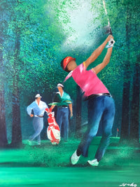 Victor Spahn, The Golf Player, Signed French Impressionist Oil on Canvas, Framed