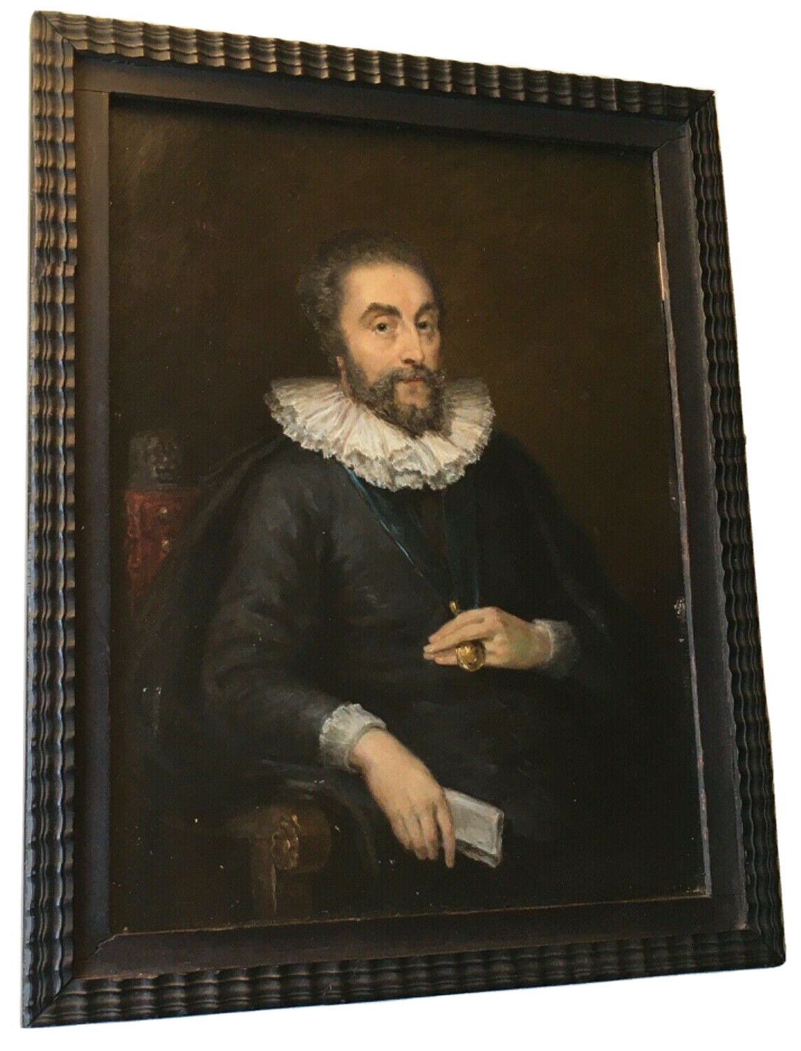 Portrait of Lord Thomas Howard, After Anthony van Dyck, 19th Century Dutch Oil on Panel, Framed