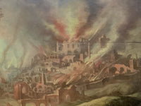 The Fire of Sodom, Lot and His Daughters, Flemish Old Master Oil on Panel, Close to Gillis Mostaert, Framed