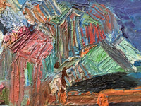 Signed Oil Painting, Mountain Landscape by Marie Astoin (1923-2011), 1950s French Expressionist Scene on Wood Panel