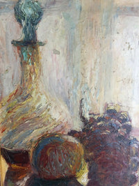 Paul Audra (1869-1948), Still Life with Grapes and Carafe, Signed Oil on Canvas, Early 20th Century, Framed