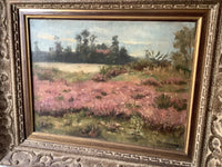 James Desvarreux-Larpenteur (1847-1937), Heather Landscape, Signed Oil on Canvas, Late 19th Century, Framed